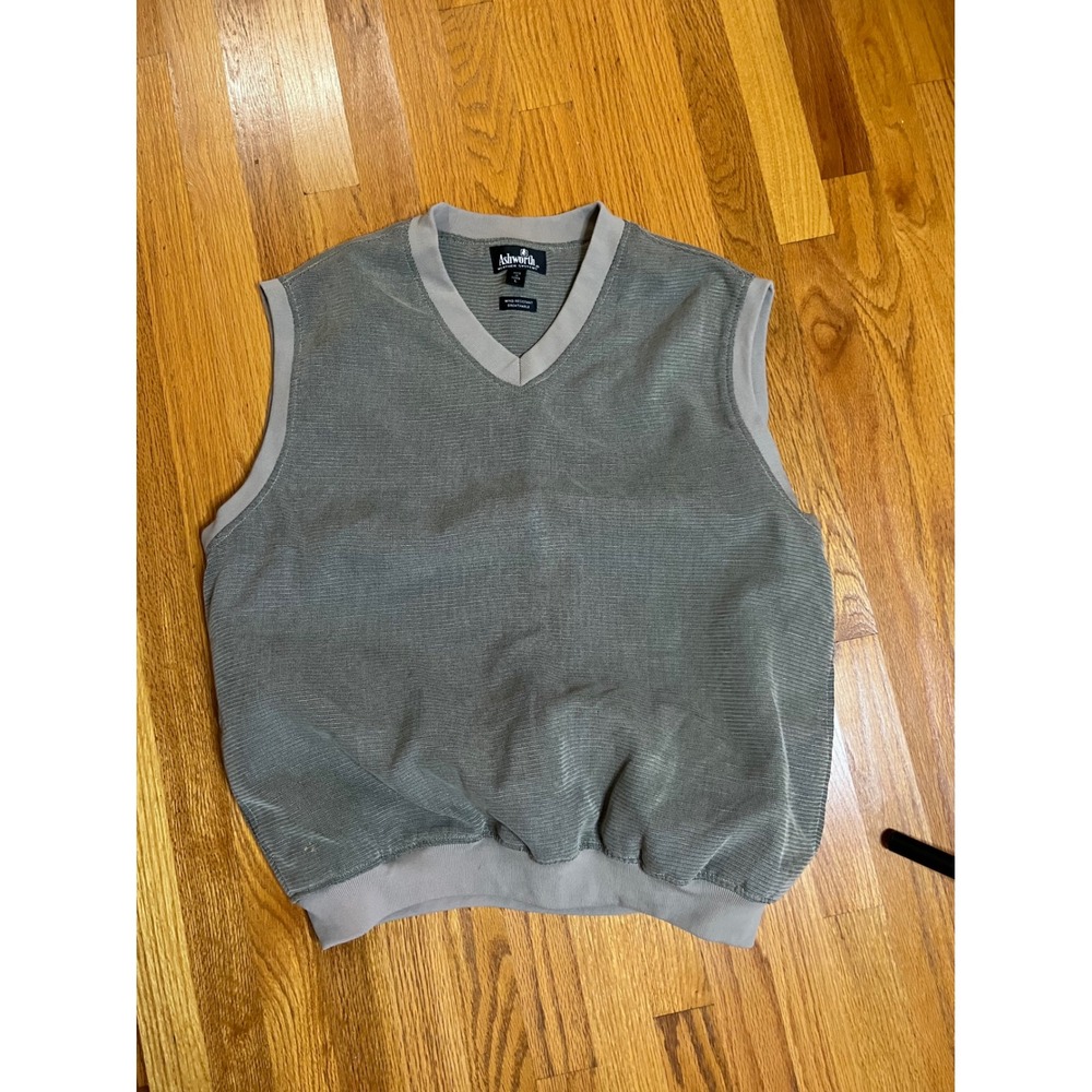 Ashworth Weather Systems Mens Golf Vest V-Neck Wind Resistant Sage Green Large